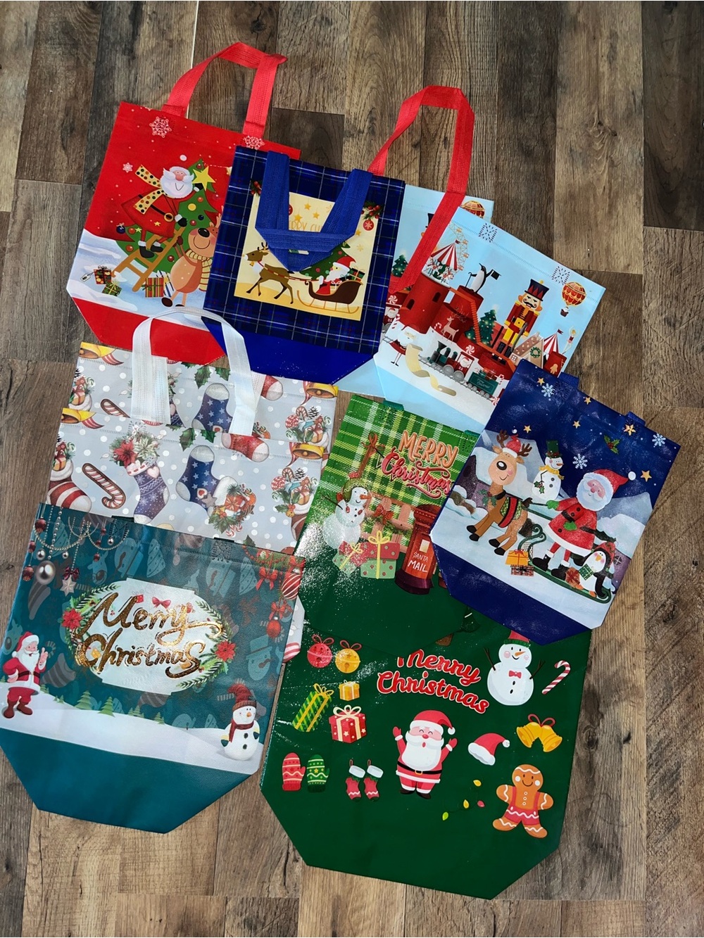 Christmas Reusable Gift Bags - Assorted Holiday Prints